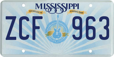 MS license plate ZCF963