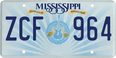 MS license plate ZCF964