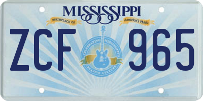 MS license plate ZCF965