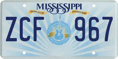 MS license plate ZCF967