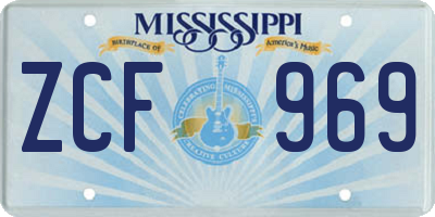 MS license plate ZCF969