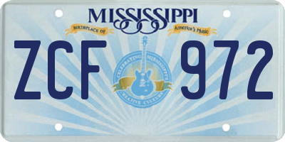 MS license plate ZCF972