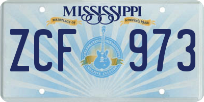 MS license plate ZCF973