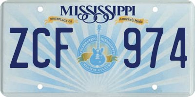 MS license plate ZCF974