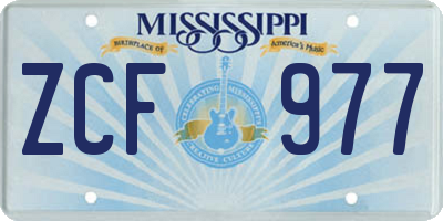 MS license plate ZCF977