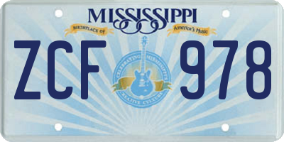 MS license plate ZCF978