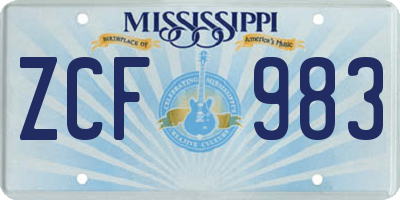 MS license plate ZCF983