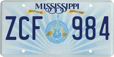 MS license plate ZCF984