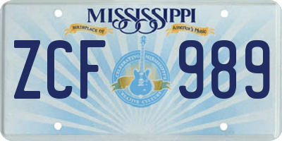 MS license plate ZCF989