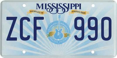 MS license plate ZCF990