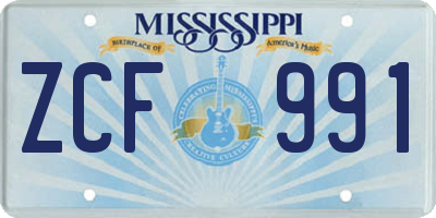 MS license plate ZCF991