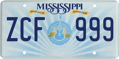 MS license plate ZCF999