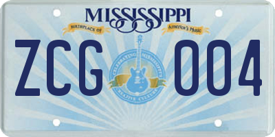 MS license plate ZCG004