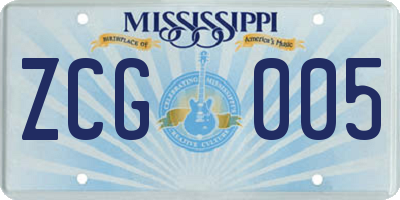 MS license plate ZCG005