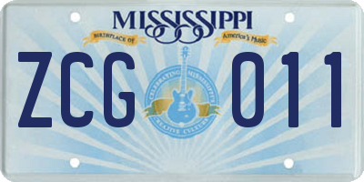 MS license plate ZCG011