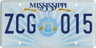 MS license plate ZCG015