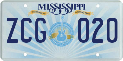 MS license plate ZCG020