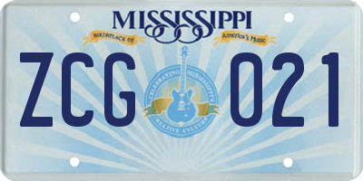 MS license plate ZCG021