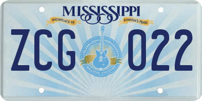MS license plate ZCG022