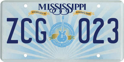 MS license plate ZCG023