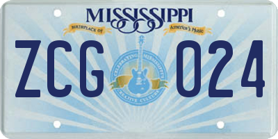 MS license plate ZCG024