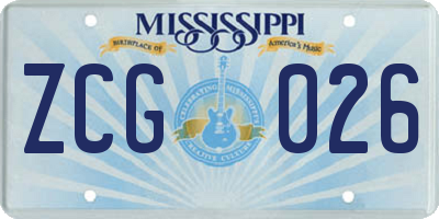 MS license plate ZCG026