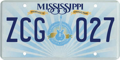 MS license plate ZCG027