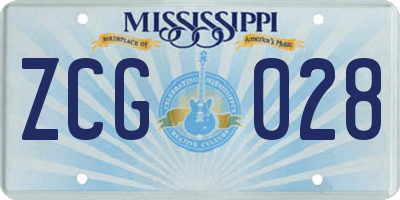 MS license plate ZCG028
