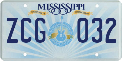 MS license plate ZCG032
