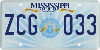 MS license plate ZCG033
