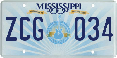 MS license plate ZCG034