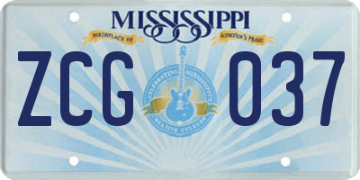 MS license plate ZCG037