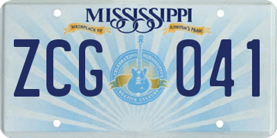 MS license plate ZCG041