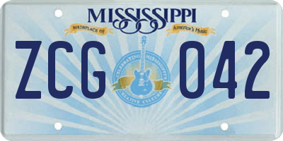 MS license plate ZCG042