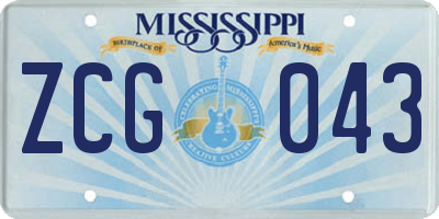 MS license plate ZCG043