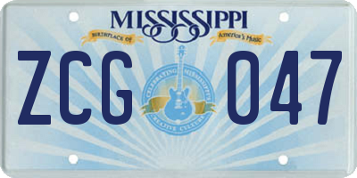 MS license plate ZCG047