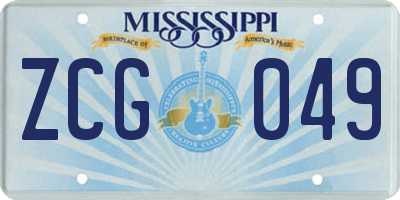 MS license plate ZCG049