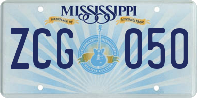 MS license plate ZCG050