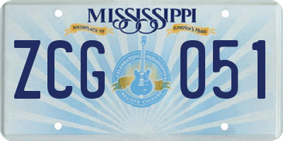 MS license plate ZCG051