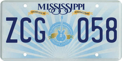 MS license plate ZCG058