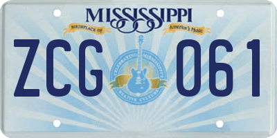 MS license plate ZCG061
