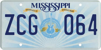MS license plate ZCG064