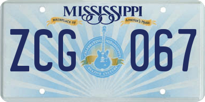 MS license plate ZCG067