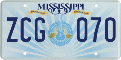 MS license plate ZCG070