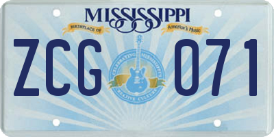MS license plate ZCG071