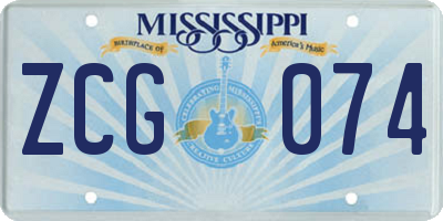 MS license plate ZCG074