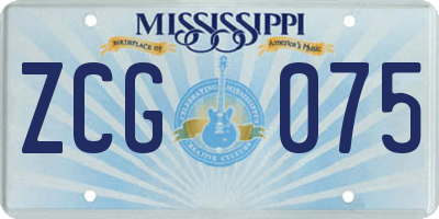 MS license plate ZCG075