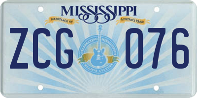 MS license plate ZCG076