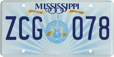 MS license plate ZCG078