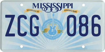 MS license plate ZCG086